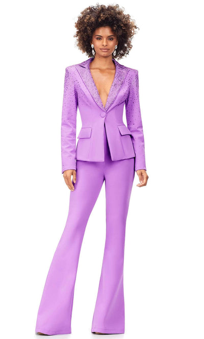 Ashley Lauren 11271 - Two Piece Blazer Pantsuit Special Occasion Dress 0 / Orchid