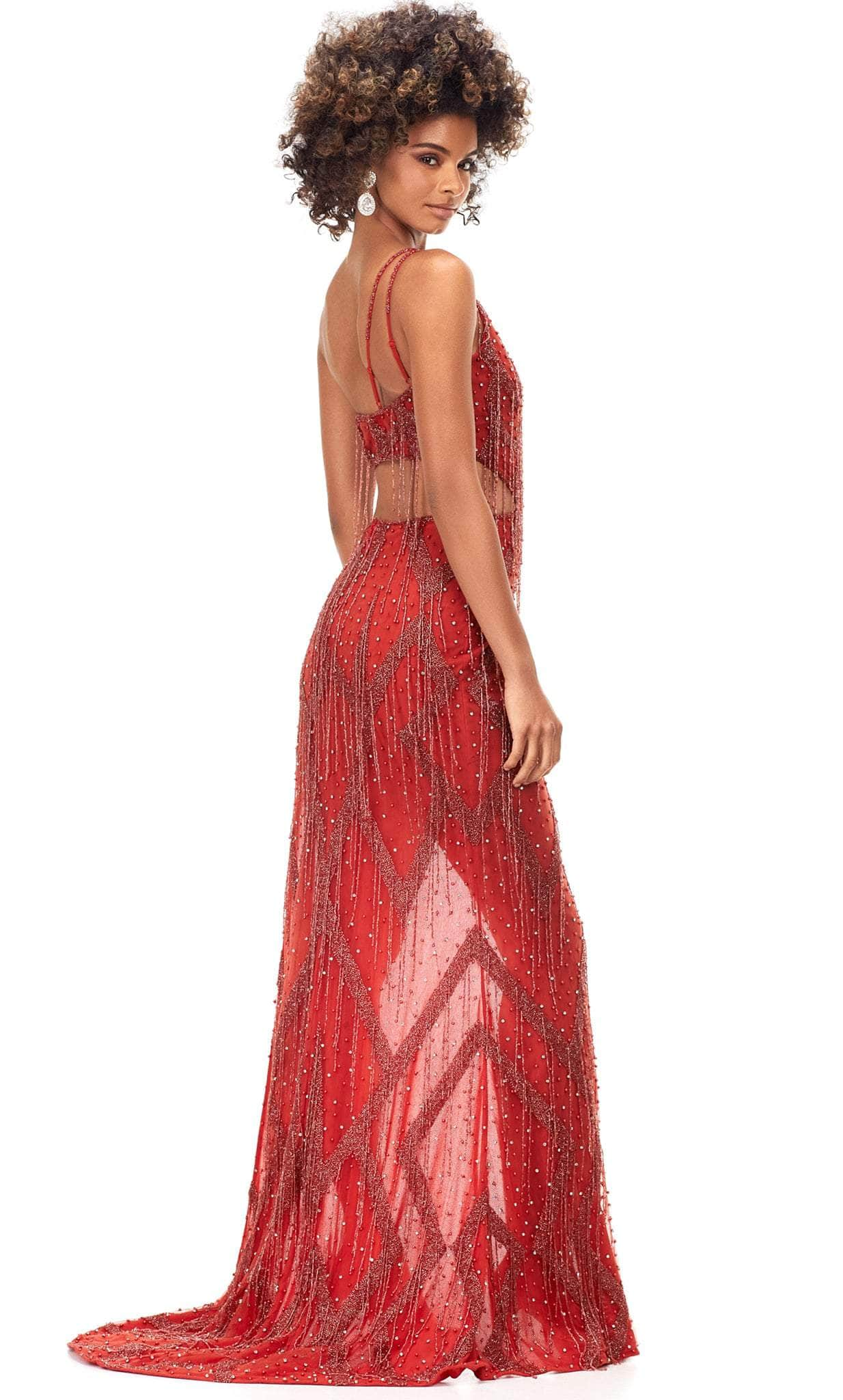 Ashley Lauren 11280 - Fringed Asymmetrical Prom Gown Special Occasion Dress