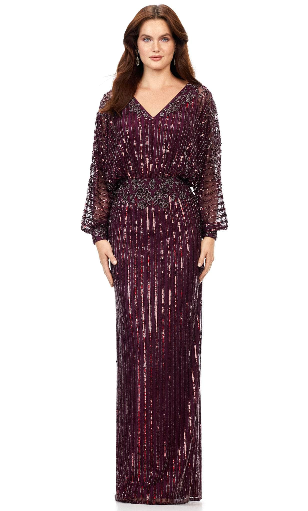 Ashley Lauren 11302 - Long Sleeve Sequin Evening Gown Evening Gown 0 / Wine