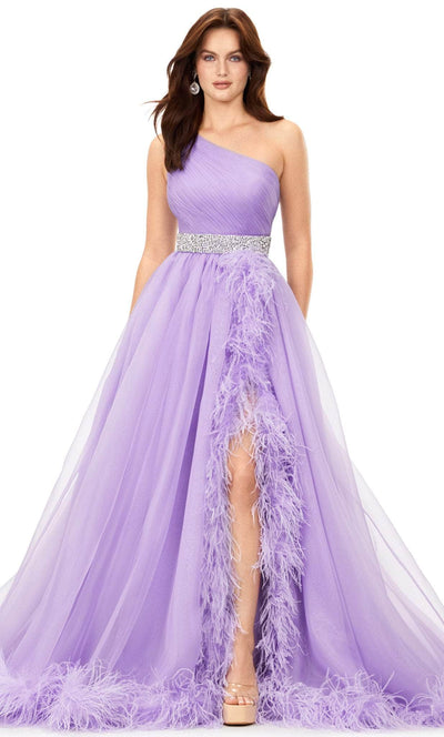 Ashley Lauren 11309 - Asymmetrical Appliqued Ballgown Special Occasion Dress 0 / Orchid