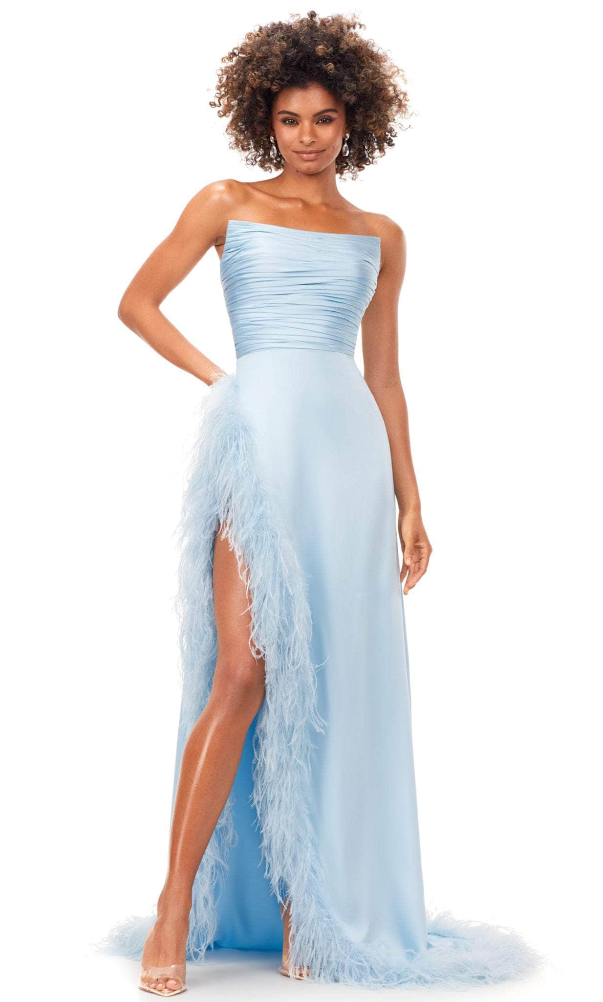Ashley Lauren 11313 - Ruched Strapless Prom Gown Special Occasion Dress 0 / Sky