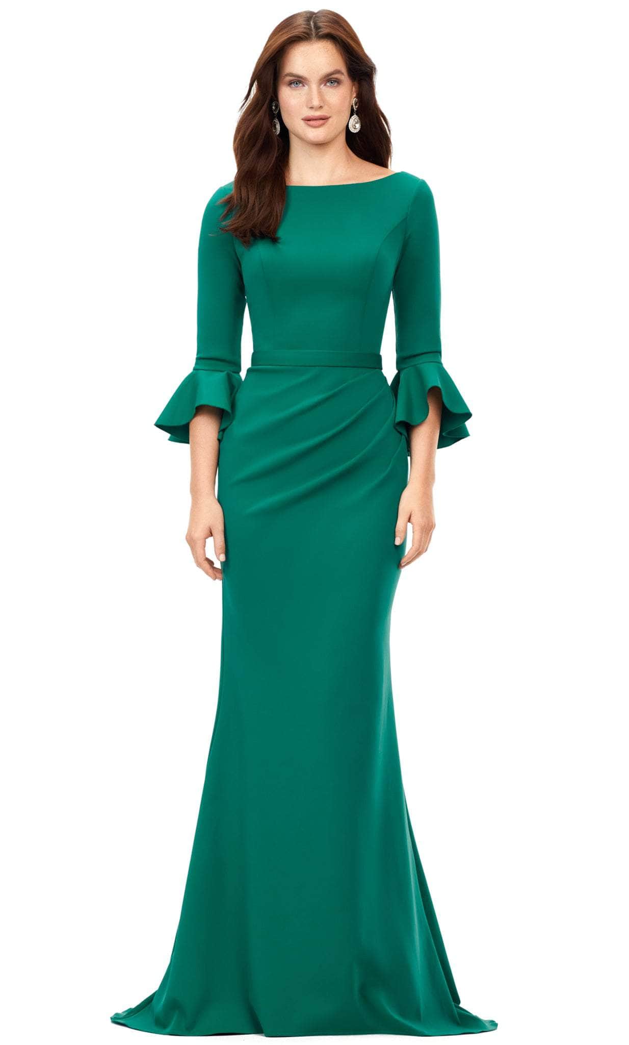 Ashley Lauren 11325 - Flutter Sleeves Bateau Neck Evening Dress Special Occasion Dress 0 / Dark Emerald