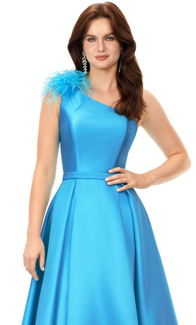 Ashley Lauren 11336 - Feather Detailed One Sleeve Evening Gown Special Occasion Dress