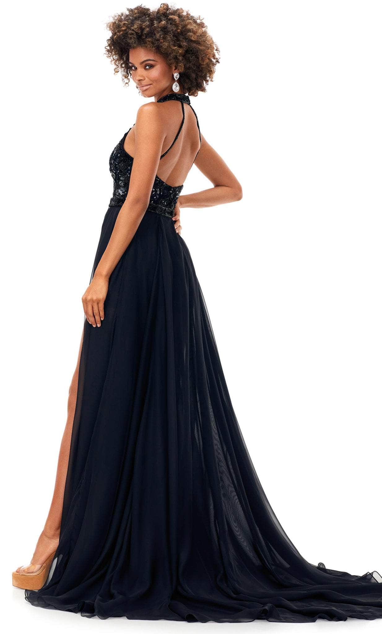 Ashley Lauren 11354 - Beaded Halter Romper With Overskirt Special Occasion Dress