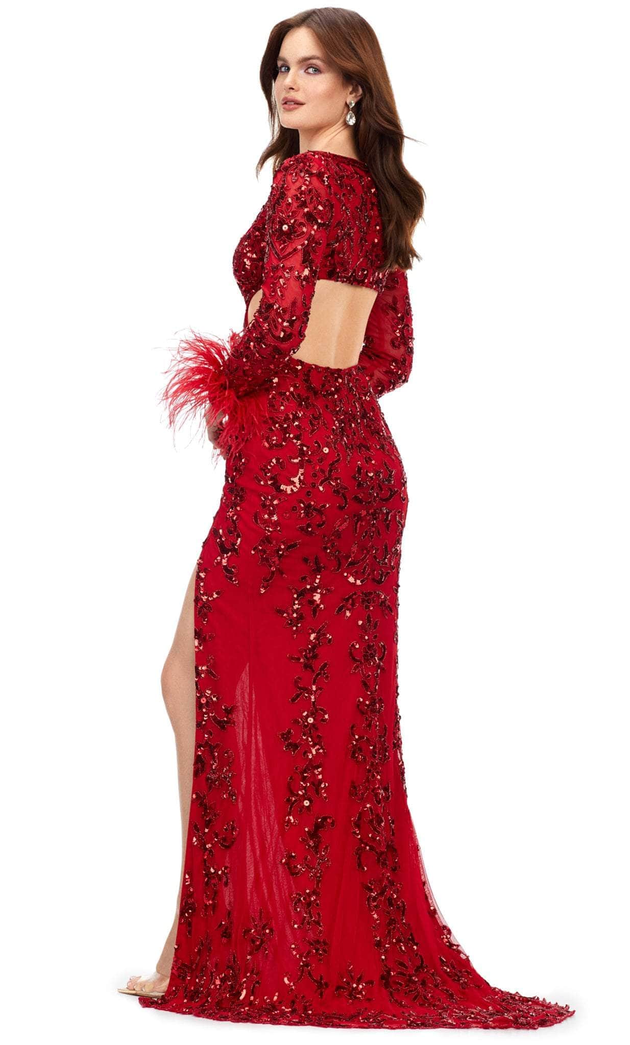 Ashley Lauren 11364 - Long Sleeve Beaded Evening Gown Evening Dresses 8 /Hot Pink