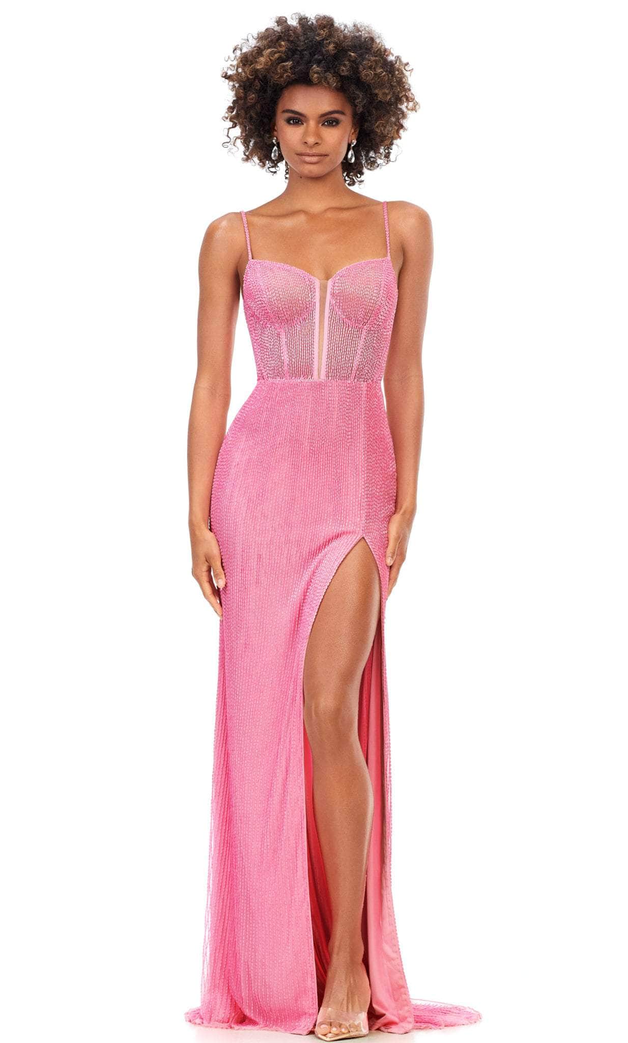 Ashley Lauren 11369 - Sleeveless Beaded Evening Gown Prom Dresses 0 / Candy Pink