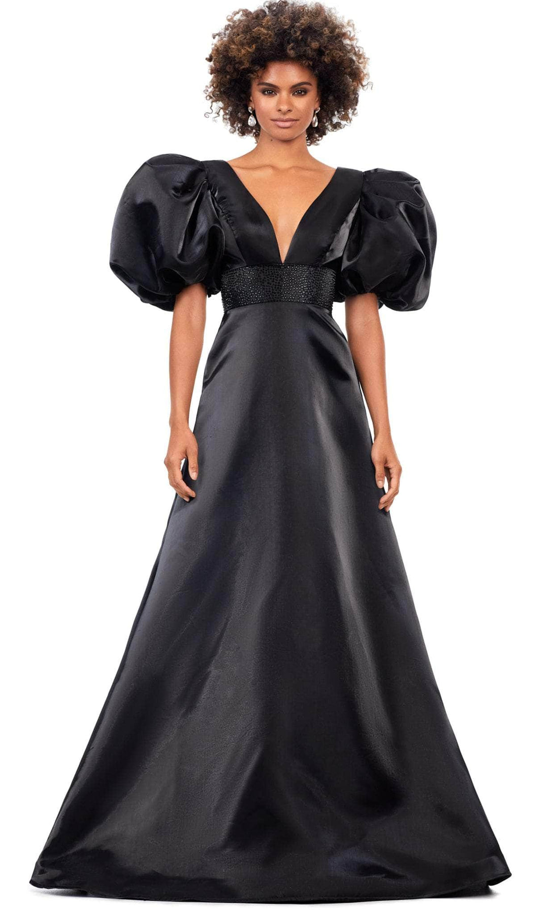 Ashley Lauren - Puff Sleeve Gown 11378 In Black