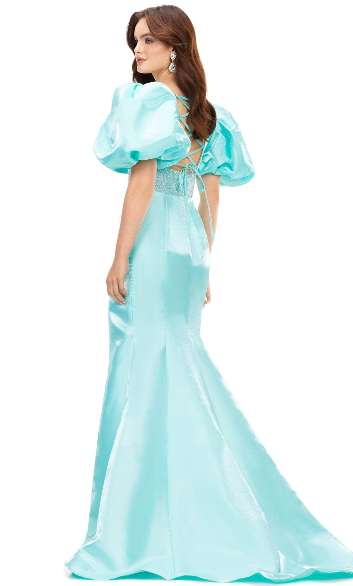Ashley Lauren 11379 - V-Neck Puff Sleeve Prom Gown Prom Dresses 12 / Black