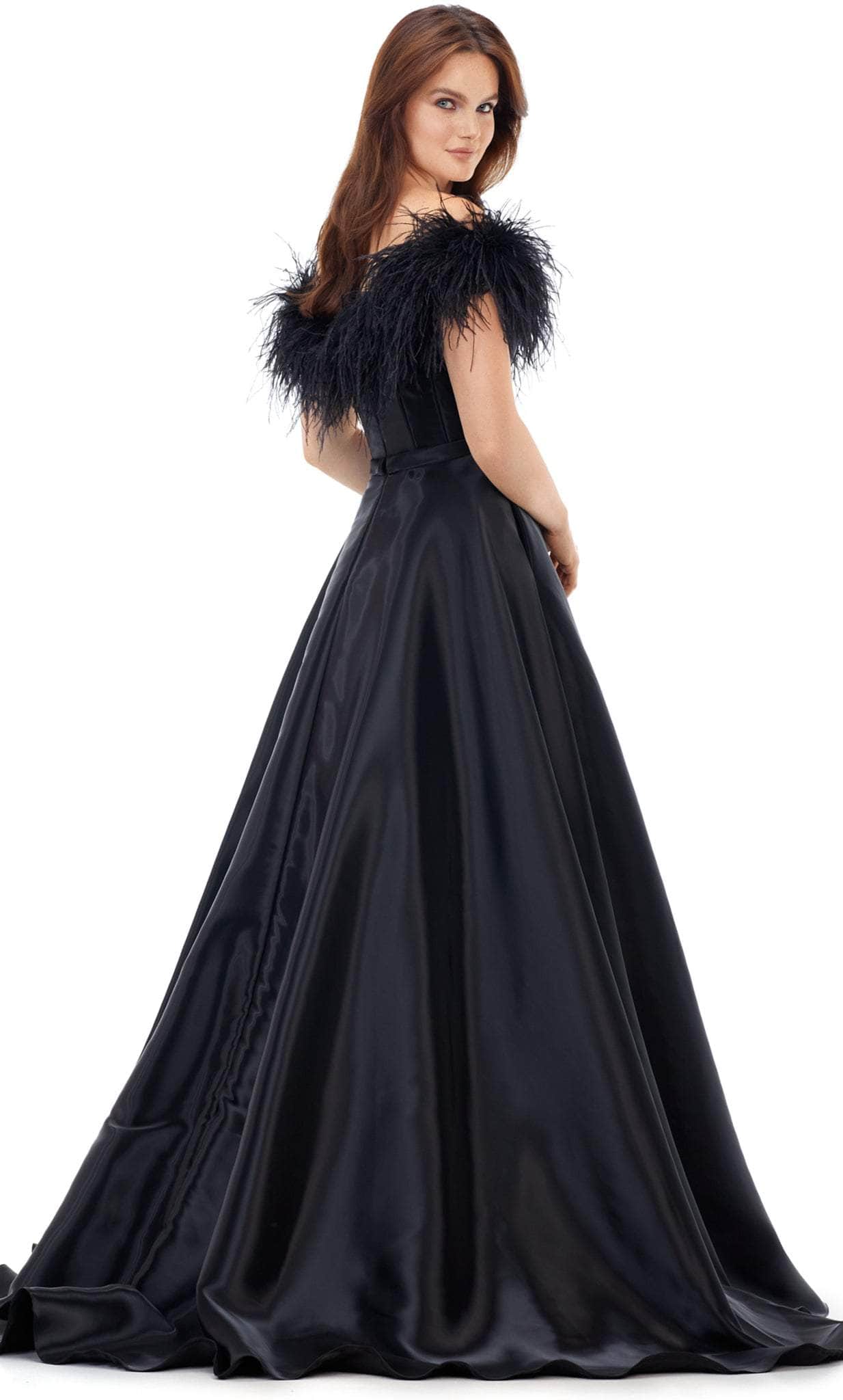 Ashley Lauren 11382 - Feathered Off-Shoulder Ballgown Special Occasion Dress
