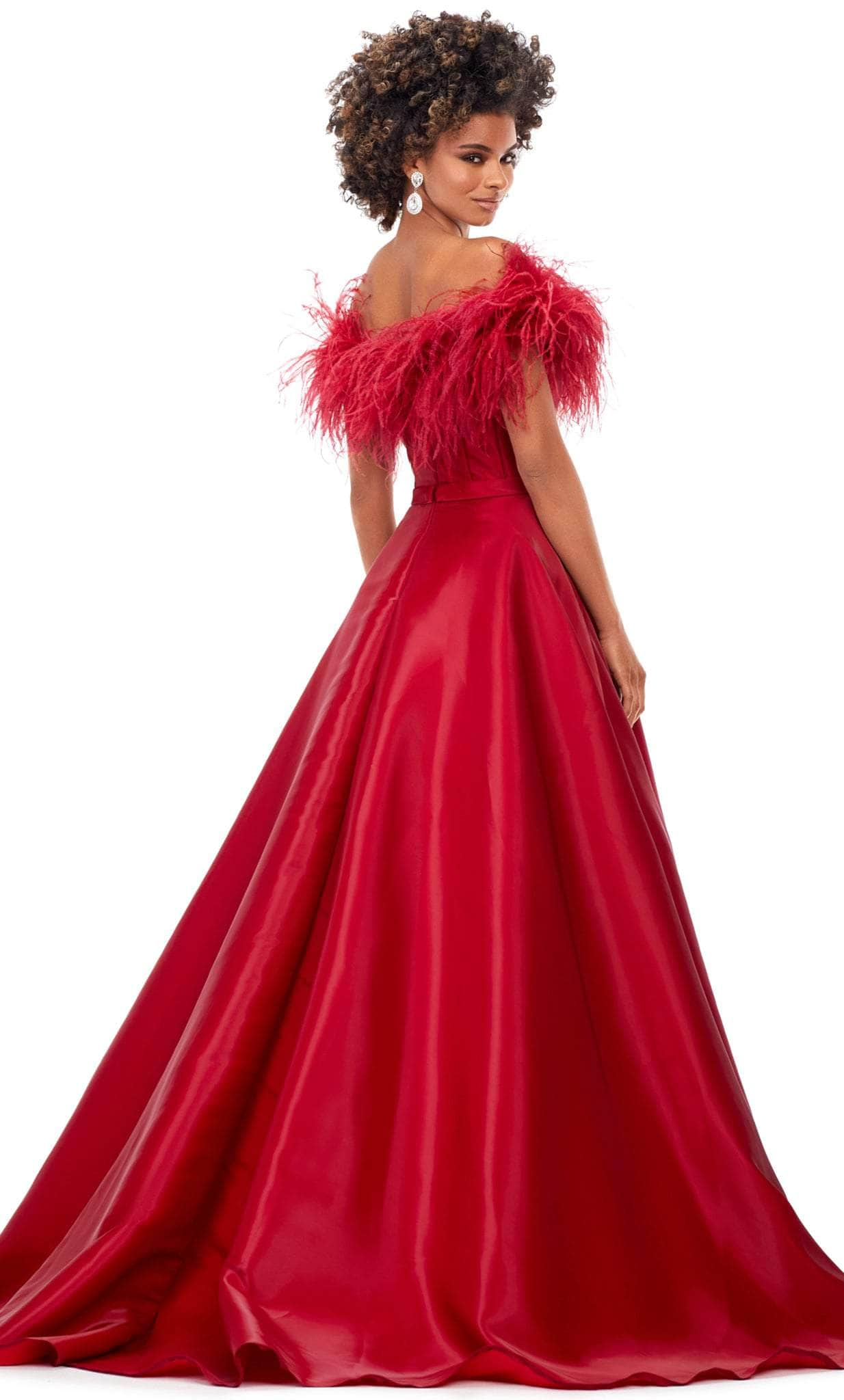 Ashley Lauren 11382 - Feathered Off-Shoulder Ballgown Special Occasion Dress