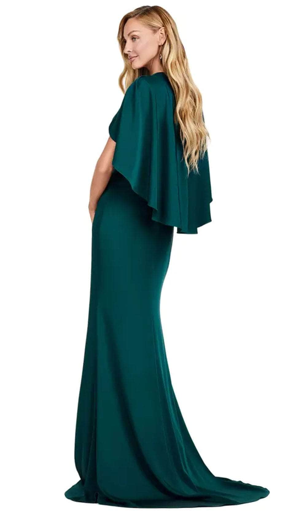 Ashley Lauren 11416 - Cape V Neck Gown Evening Dresses 8 / Deep Green