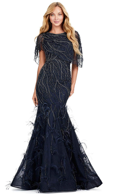 Ashley Lauren 11431 - Cape Sleeve Mermaid Evening Gown 00 /  Twilight