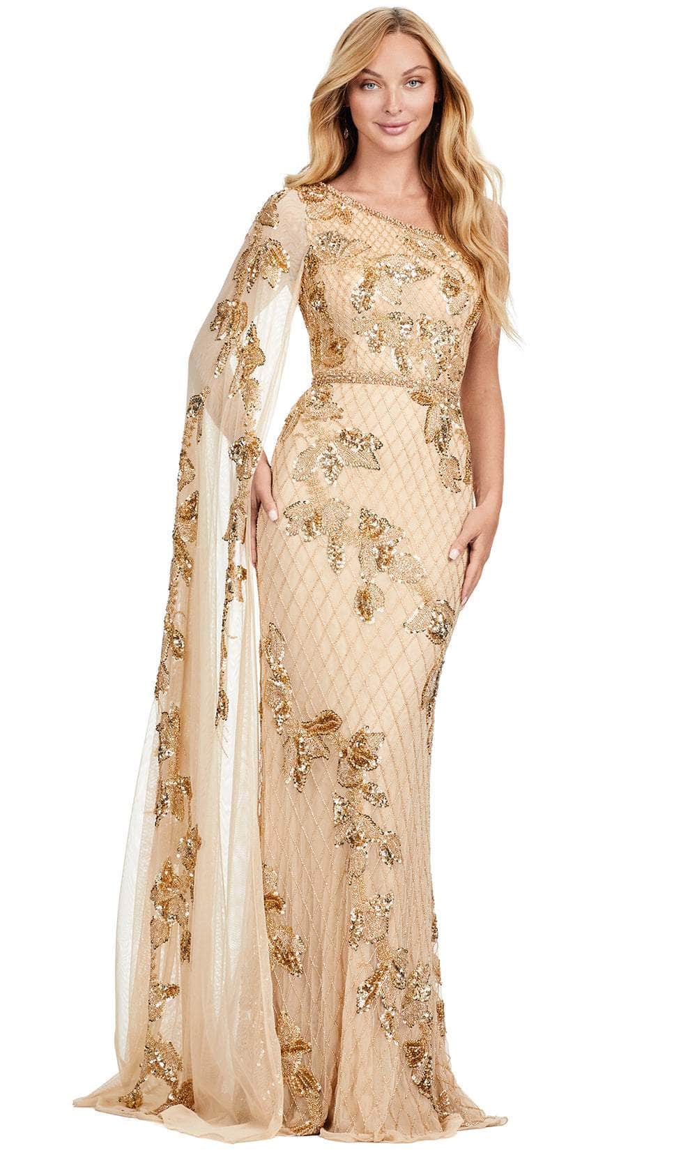 Ashley Lauren 11434 - Lattice Beaded Prom Dress 00 /  Gold