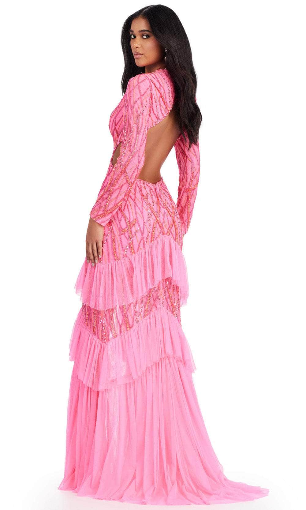 Ashley Lauren 11436 - Sequin Embellished V-Neck Gown Evening Dresses