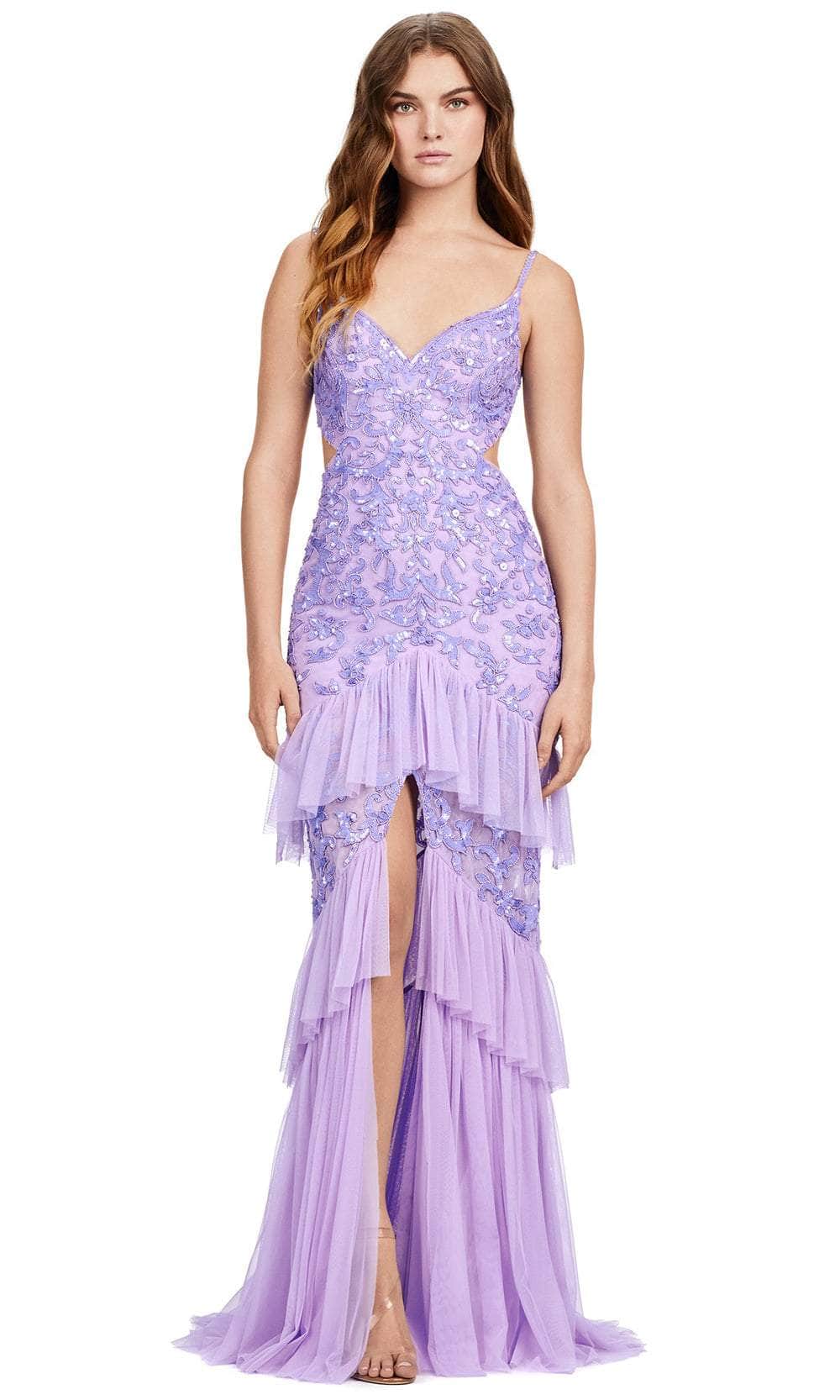Ashley Lauren 11437 - Ruffle Ornate Prom Dress 00 /  Lilac