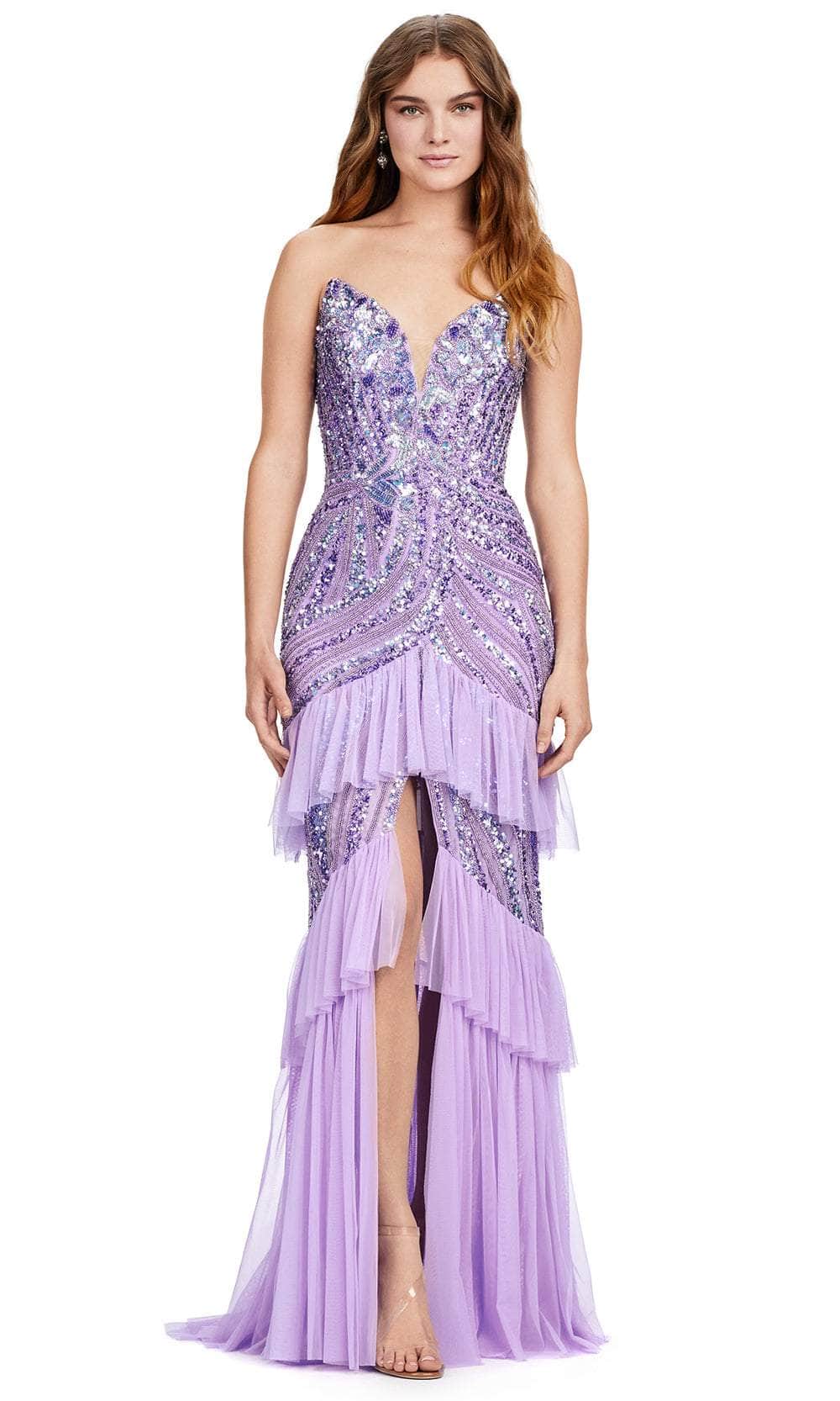 Ashley Lauren 11438 - Ruffle Tiered Prom Dress 00 /  Lilac