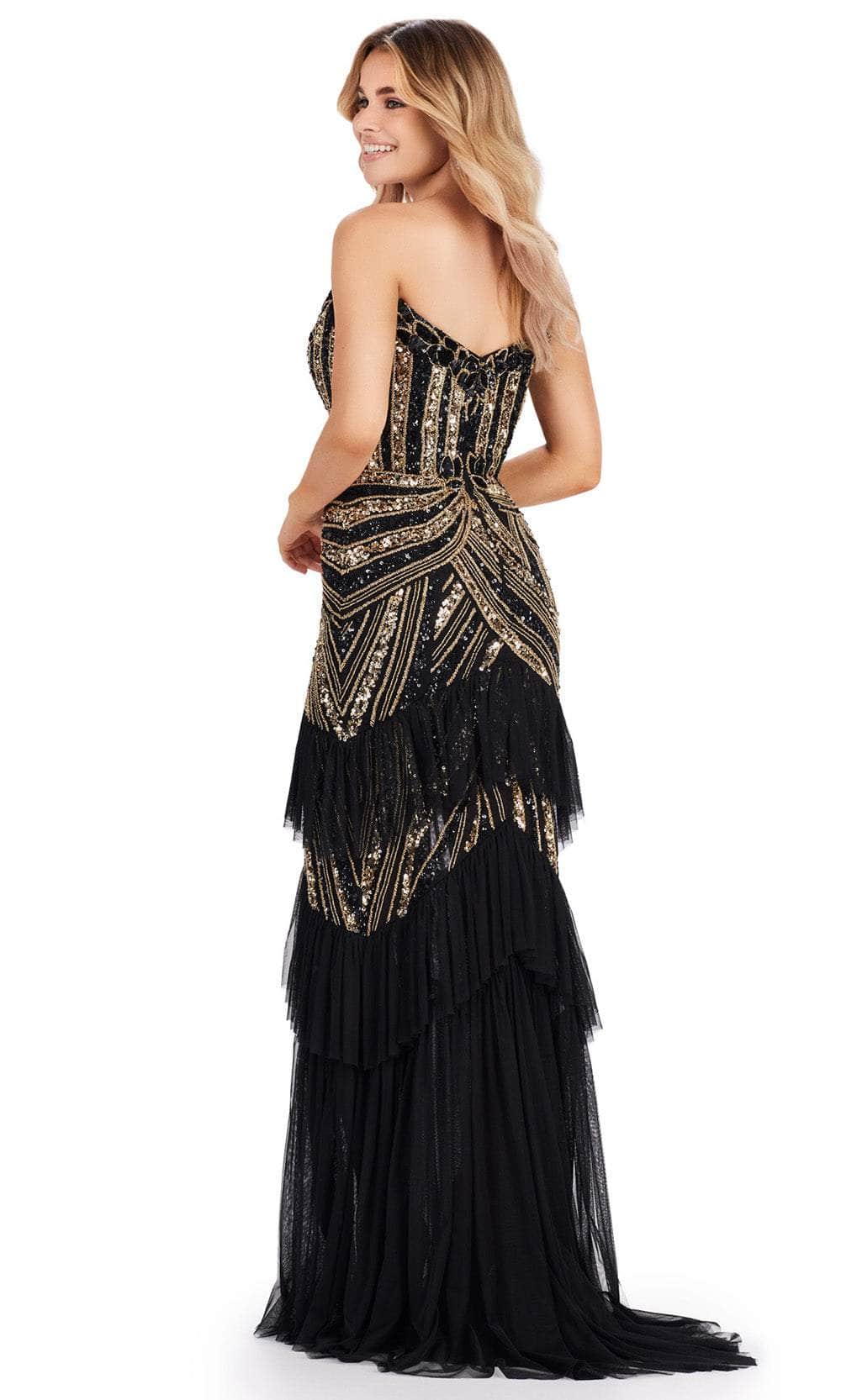 ashley lauren black and gold prom dress ASHLEYlauren Beaded Strapless Prom Dress 11236