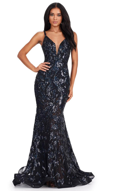 Ashley Lauren 11444 - Sequin Detailed Prom Dress 00 /  Black