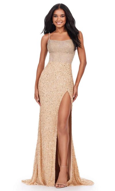 Ashley Lauren 11448 - Fully Beaded Prom Dress 00 /  Gold