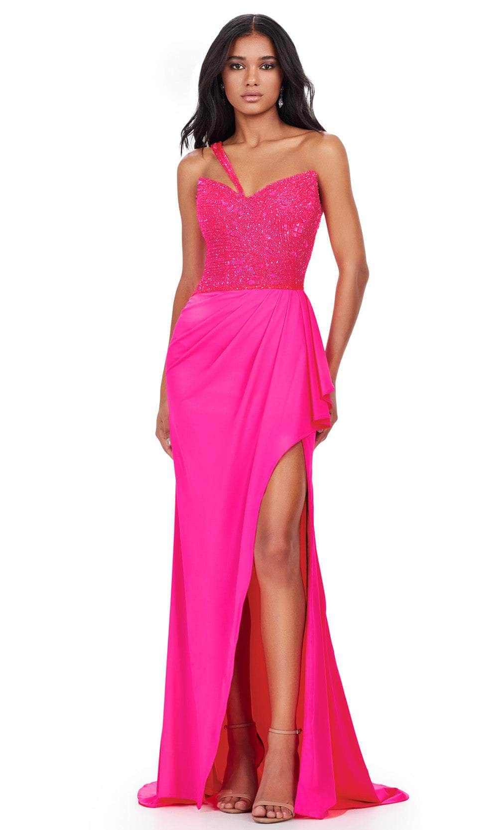 Ashley Lauren 11454 - Beaded Bodice Prom Dress 00 /  Hot Pink
