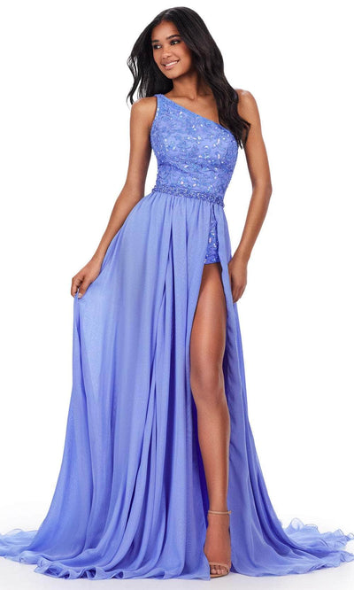 Ashley Lauren 11460 - Asymmetrical Bodysuit Prom Dress 00 /  Periwinkle