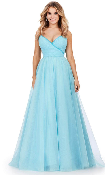 Ashley Lauren 11461 - Beaded Trim Prom Dress 00 /  Sky