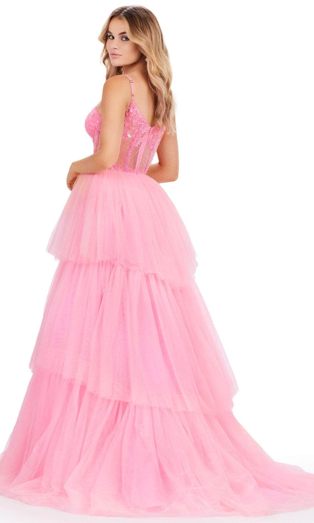 Ashley Lauren 11448 Size 2 Hot Pink Long Beaded Sequin Corset Prom Dre