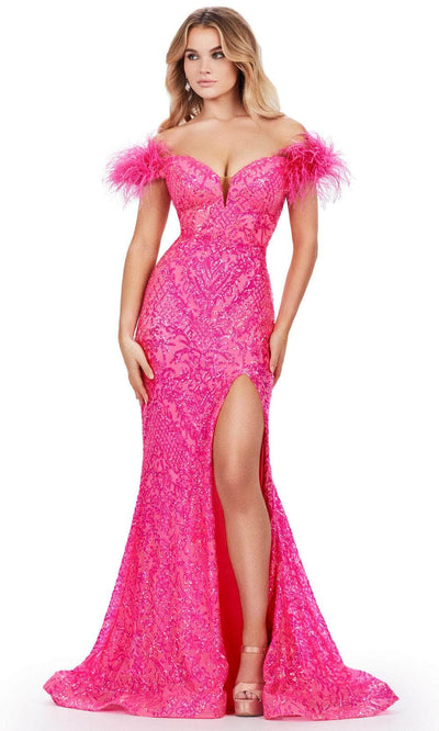 Ashley Lauren 11463 - Sequin Motif Prom Dress 00 /  Hot Pink