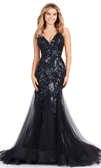 Ashley Lauren 11472 - Sequin V-Neck Prom Dress 00 /  Black