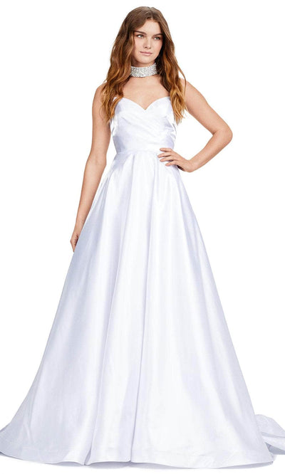 Ashley Lauren 11473 - Beaded Choker Prom Dress 00 /  White