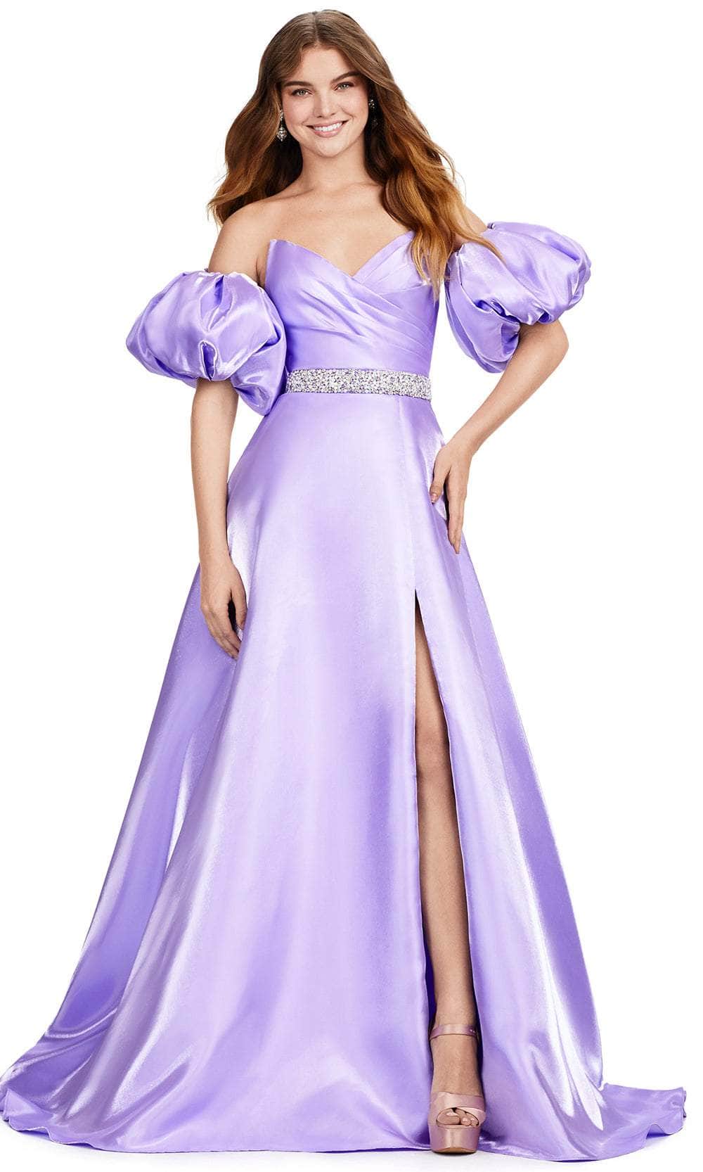 Ashley Lauren 11474 - A-Line Prom Dress with Beaded Belt 00 /  Orchid