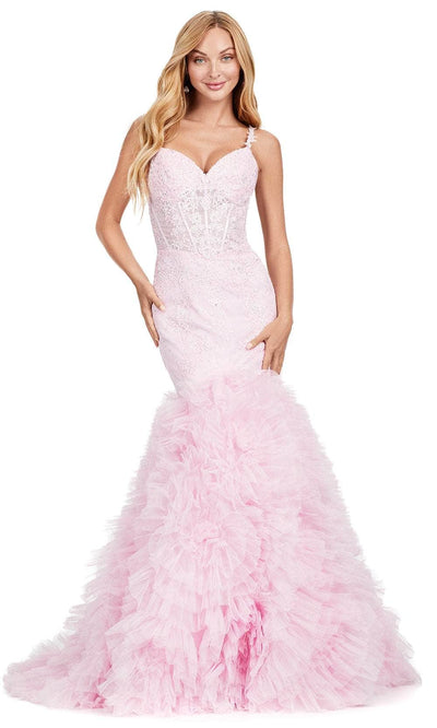 Ashley Lauren 11475 - Ruffled Trumpet Prom Dress 00 /  Ice Pink