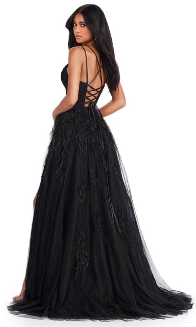 Ashley Lauren 11480 - Applique Corset Prom Dress with Slit Prom Dresses