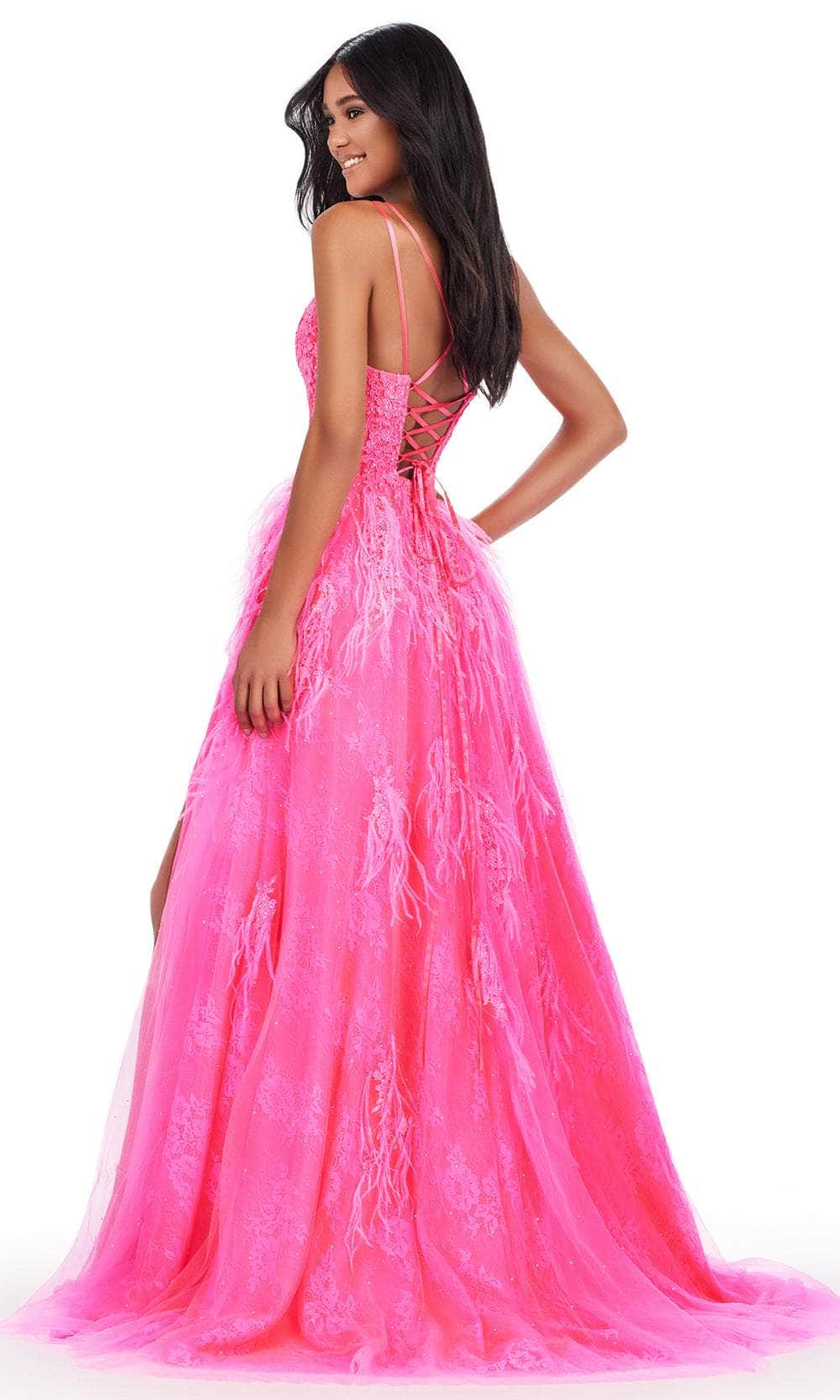 Ashley Lauren 11480 - Applique Corset Prom Dress with Slit Prom Dresses