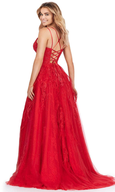 Ashley Lauren 11480 - Applique Corset Prom Dress with Slit Prom Dresses