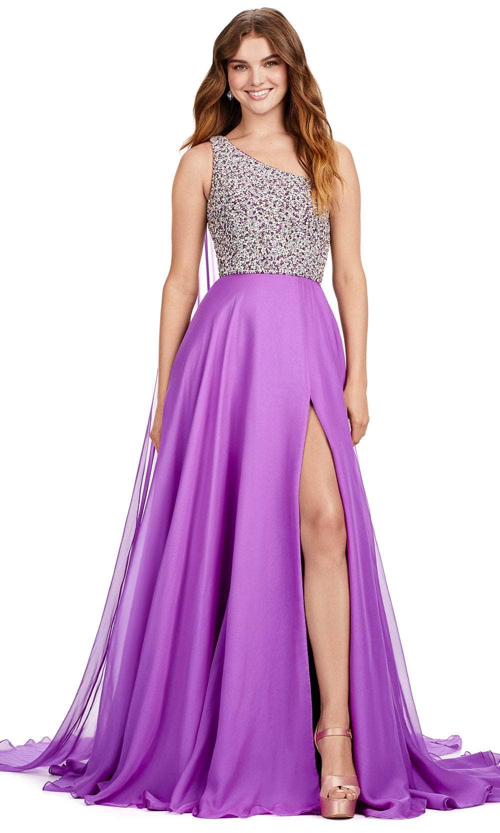 Ashley Lauren 11482 - Beaded Bustier Prom Gown 00 /  Purple