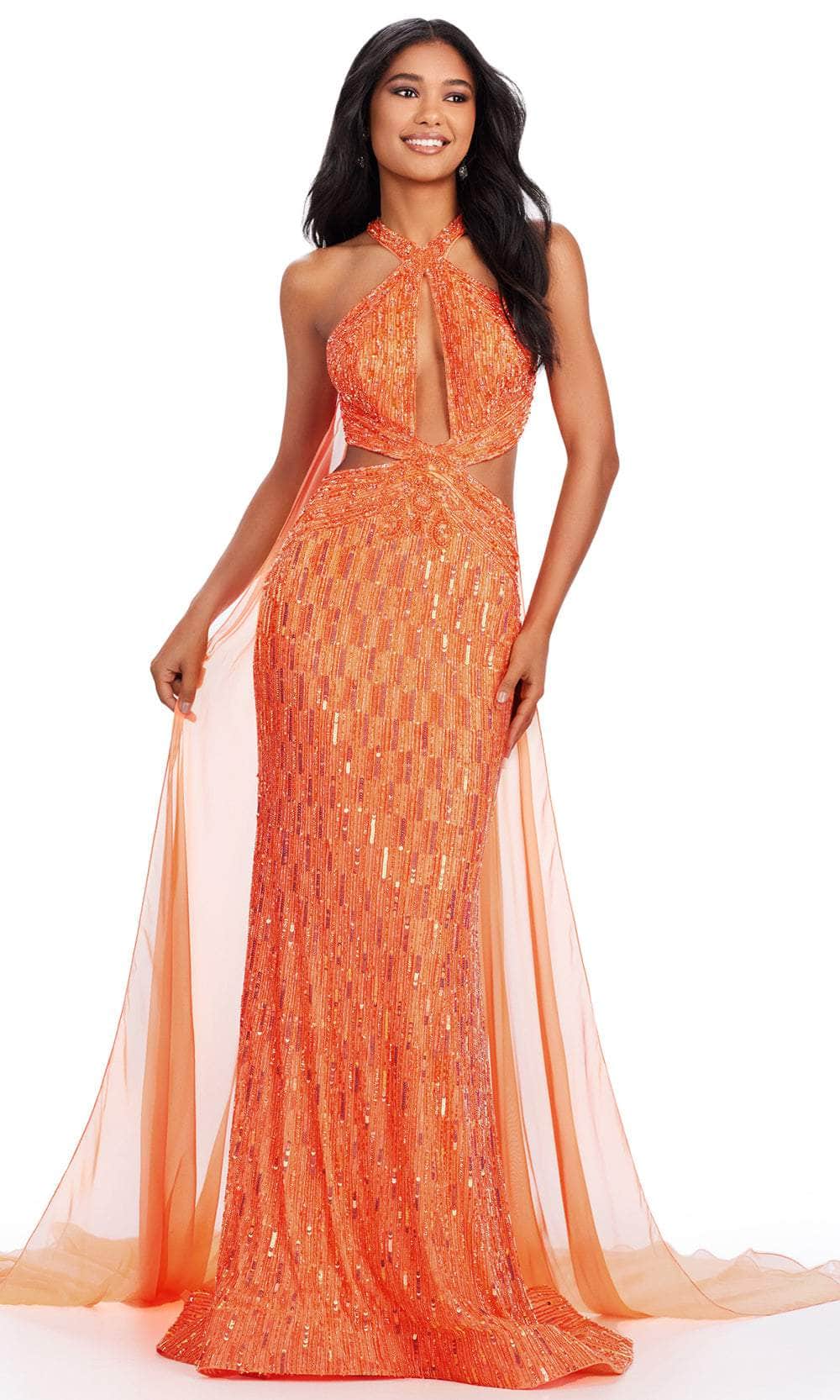 Ashley Lauren 11499 - Halter Cutout Prom Dress Ball Gowns 0 /  Coral