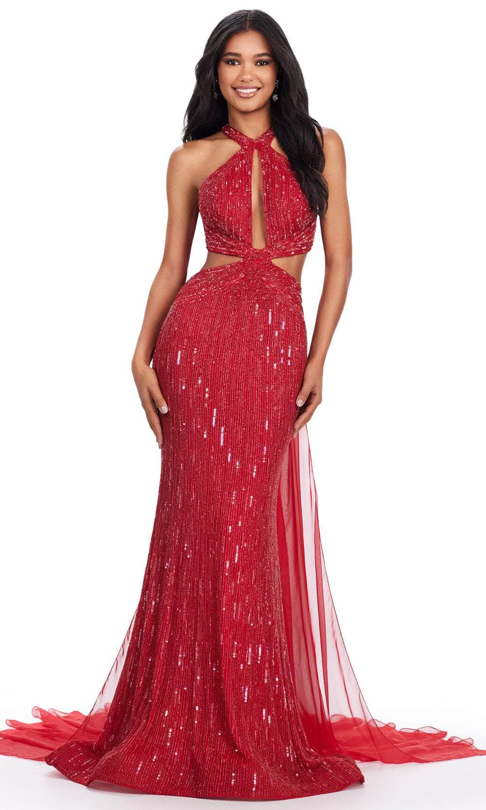Ashley Lauren 11499 - Halter Cutout Prom Dress 00 /  Red