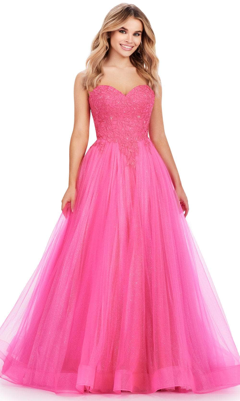 Ashley Lauren 11518 - Sweetheart Applique Prom Dress 00 /  Hot Pink