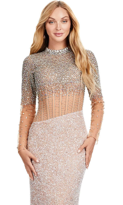 Ashley Lauren 11522 - Long Sleeve Bejeweled Prom Dress Prom Dresses