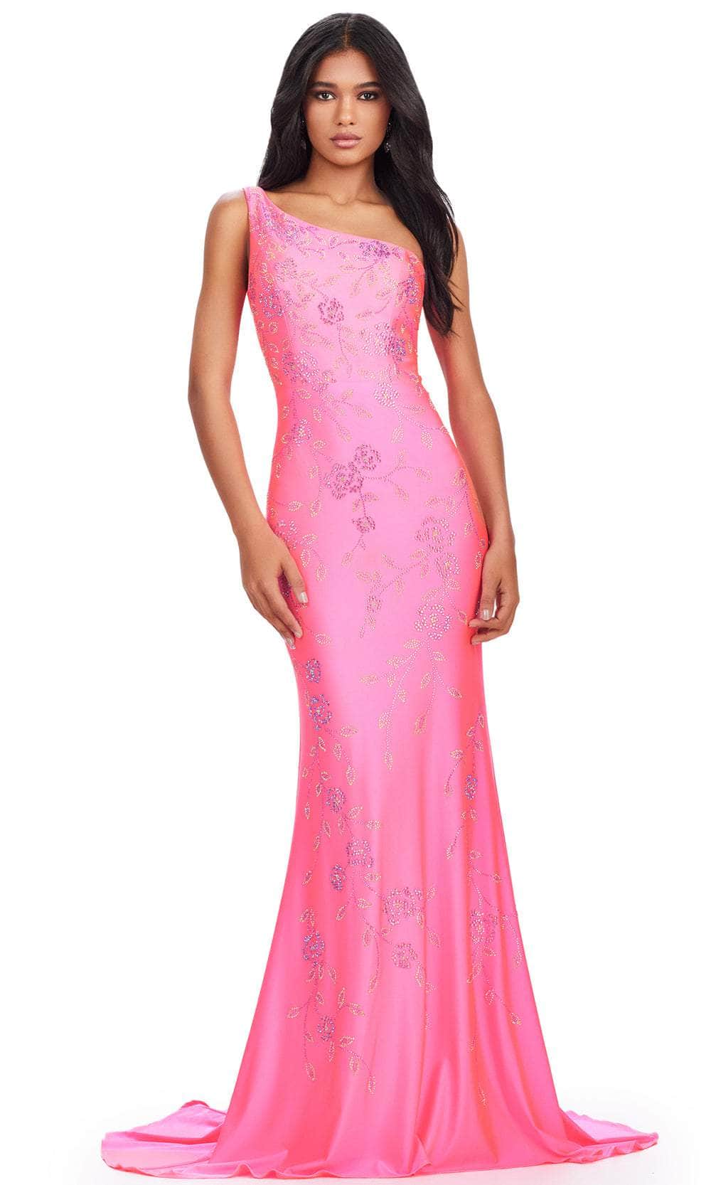 Ashley Lauren 11525 - Floral Bead Prom Dress 00 /  Hot Pink