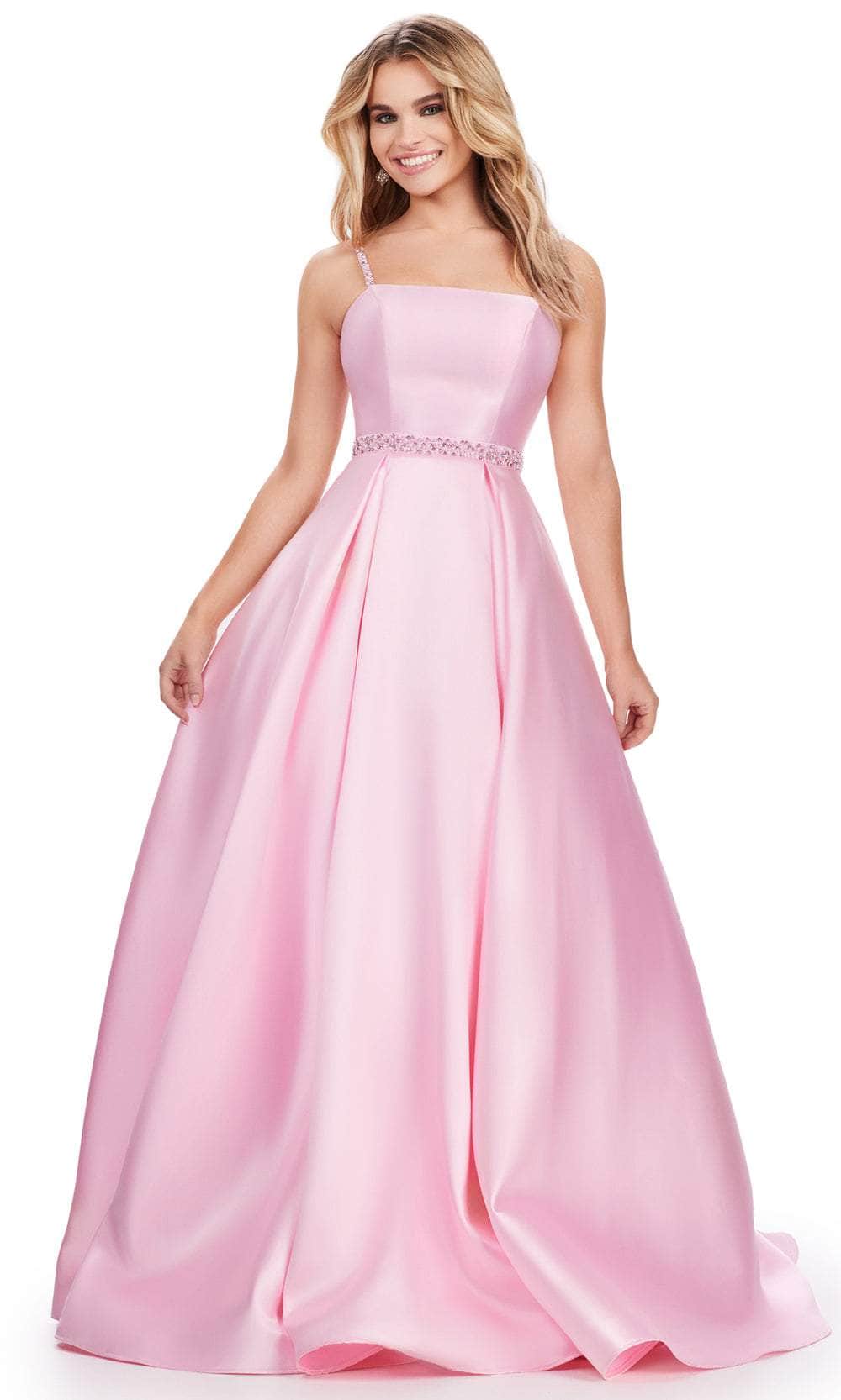 Ashley Lauren 11540 - Satin Beaded Waist Prom Dress 00 /  Ice Pink