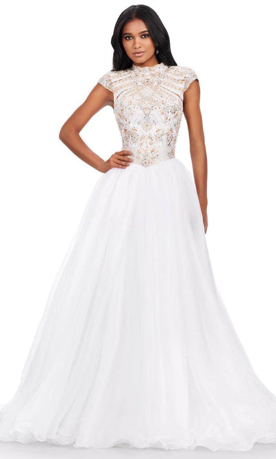 Ashley Lauren 11548 - Cap Sleeve Organza Ballgown Ball Gowns 0 /  Ivory