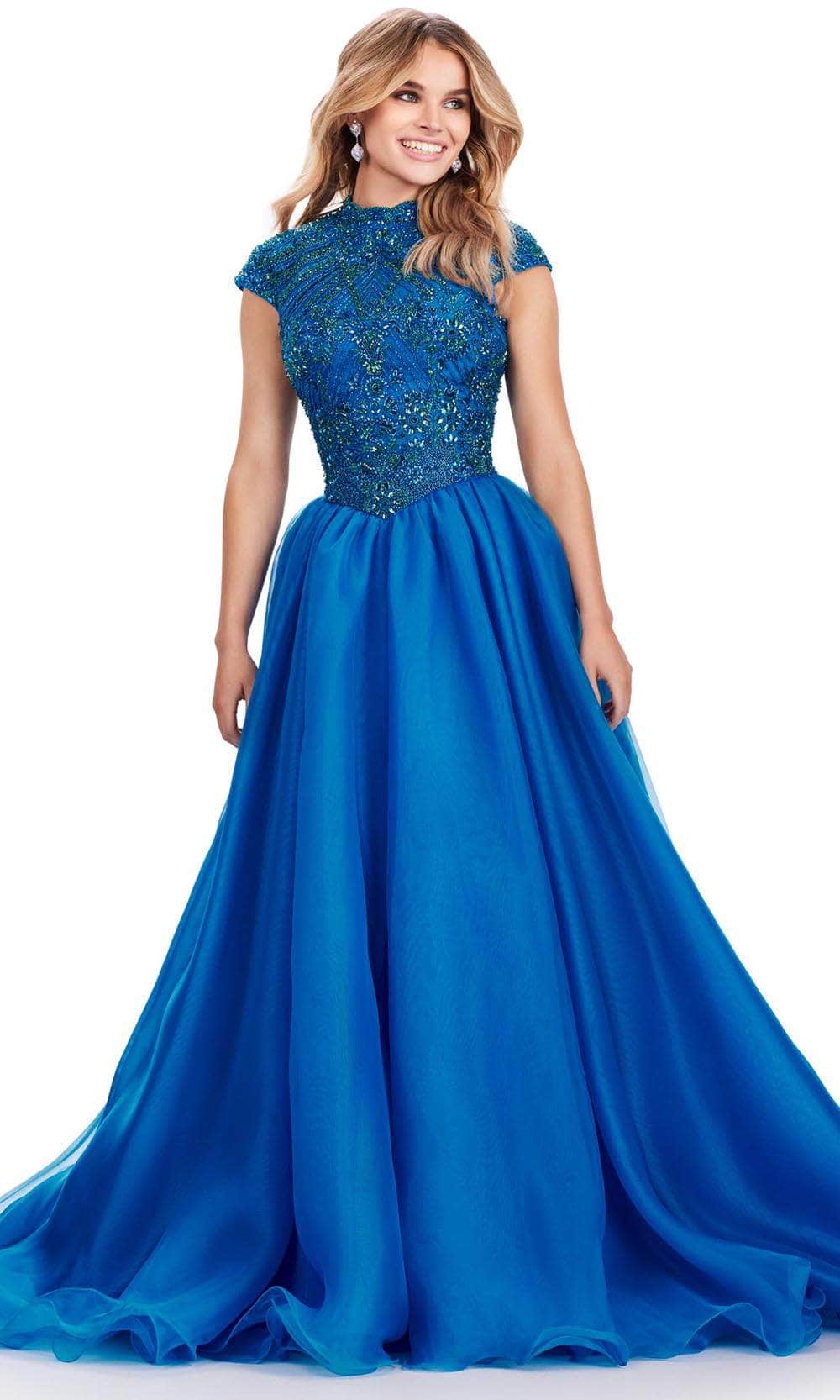 Ashley Lauren 11548 - Cap Sleeve Organza Ballgown 00 /  Peacock