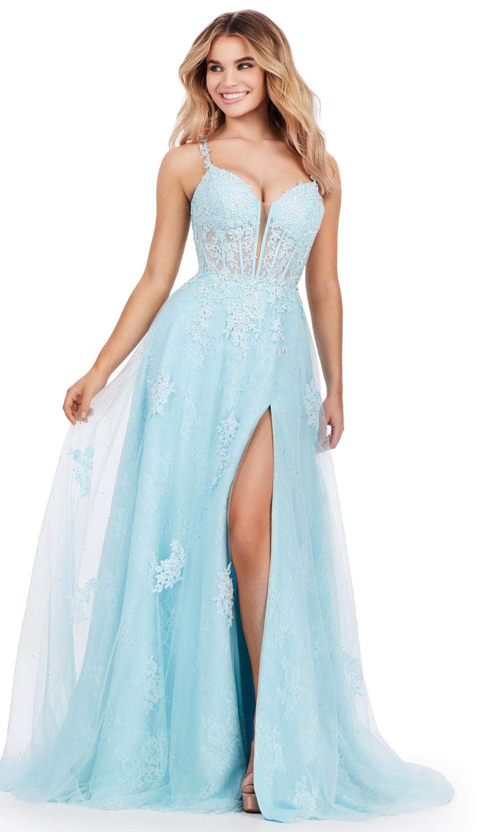 Ashley Lauren 11558 - Sweetheart Applique Prom Dress 00 /  Sky