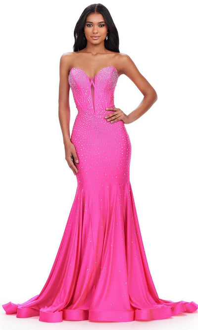 Ashley Lauren 11560 - Strapless Mermaid Evening Gown 00 /  Hot Pink