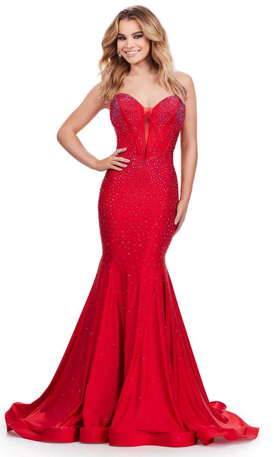 Ashley Lauren 11560 - Strapless Mermaid Evening Gown 00 /  Red