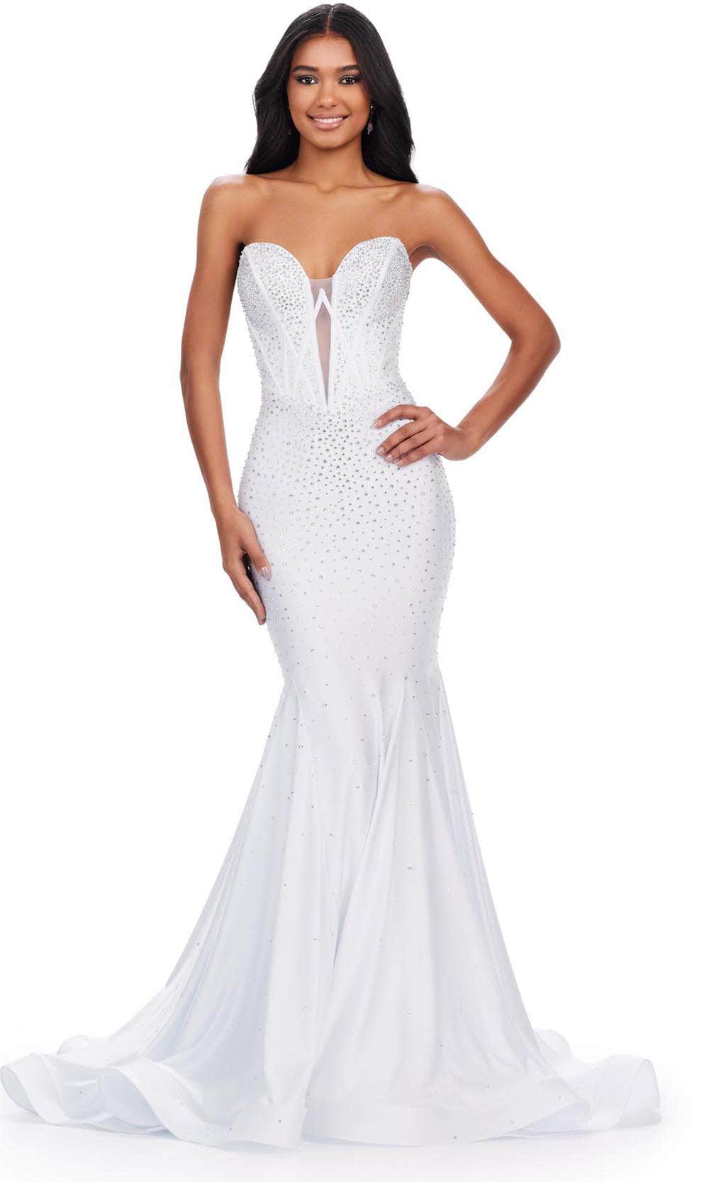 Ashley Lauren 11560 - Strapless Mermaid Evening Gown 00 /  White