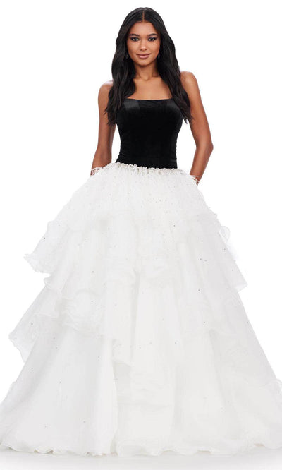 Ashley Lauren 11564 - Sleeveless Fitted Ballgown Ball Gowns 0 /  Black / Ivory