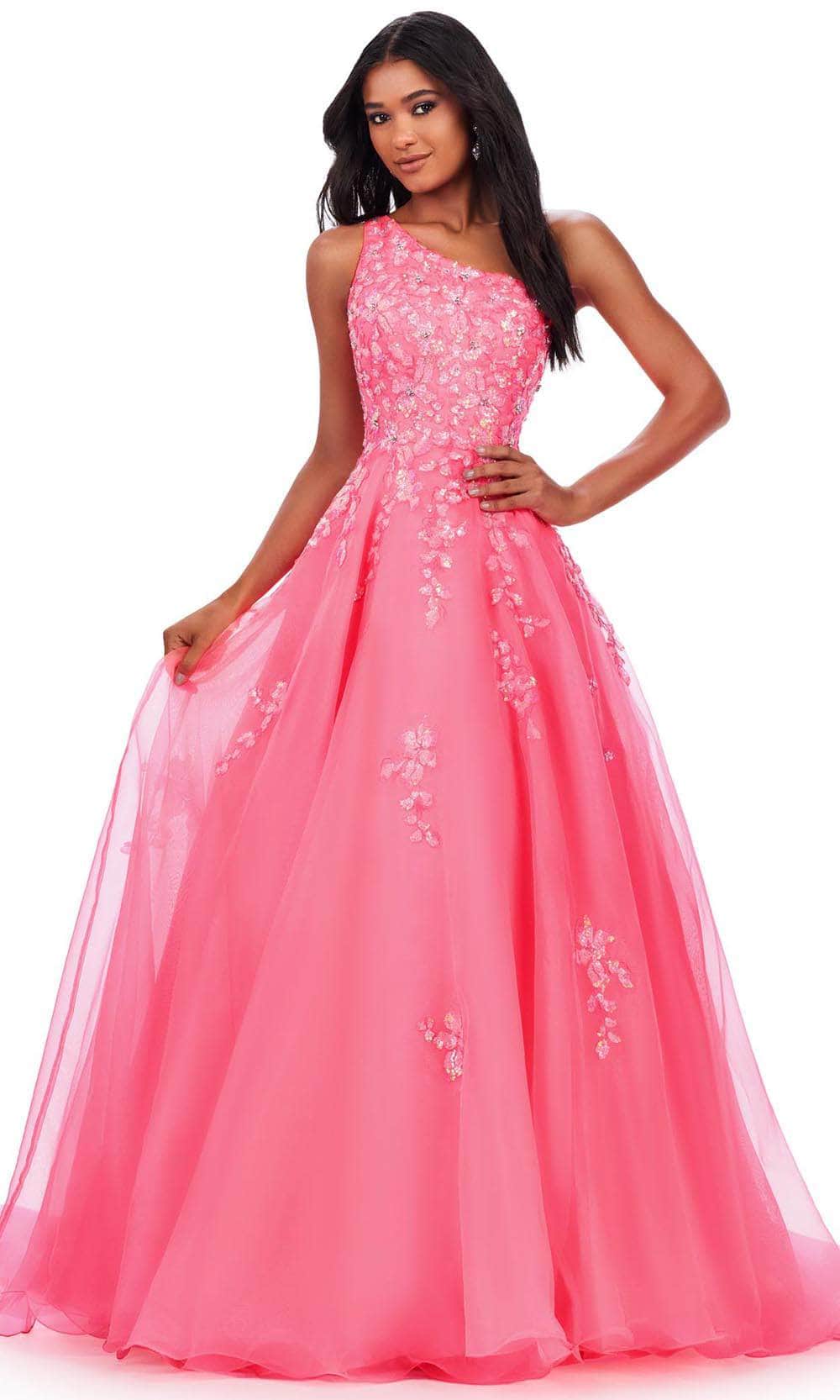 Ashley Lauren 11573 - One Shoulder Sequin Prom Dress 00 /  Hot Pink